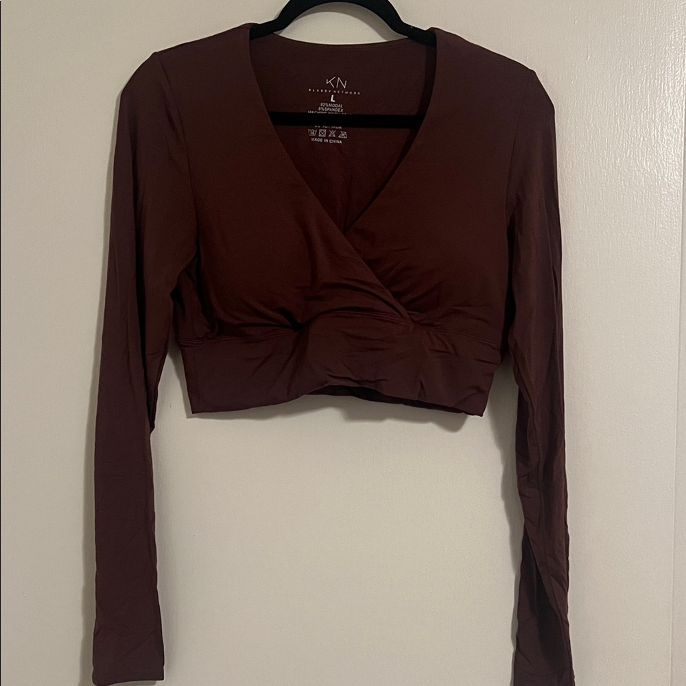 Klassy Network Deep Brown Wrap Crop Top